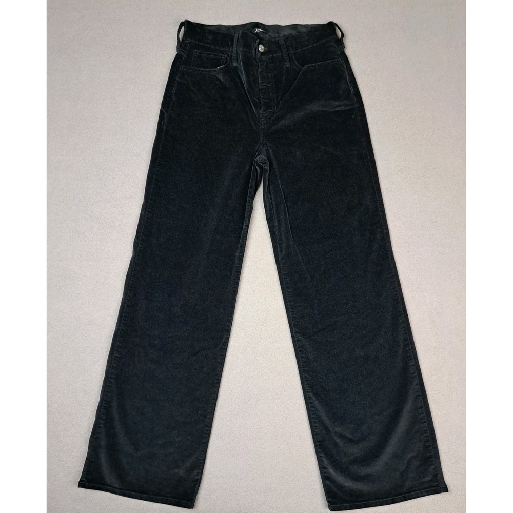 J‎ Crew Wide Leg Velvet Pants Women's 28 Black High Rise Career Business Formal